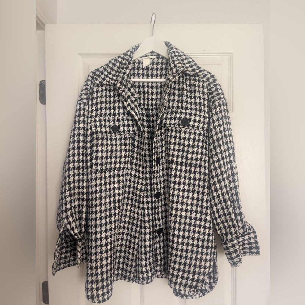 ZARA Black and White Houndstooth Coat